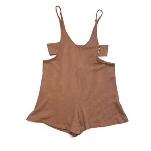 NEW Somedays Lovin Lost Lovers Light Brown Waffle Knit Romper — SMALL
